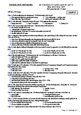 Đề thi học kỳ II môn Lịch sử 12 - Mã đề 357 - Năm học 2016-2017 - Trường THPT Yên Thành 2